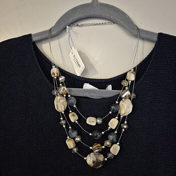 Halsband beige/vit/grå