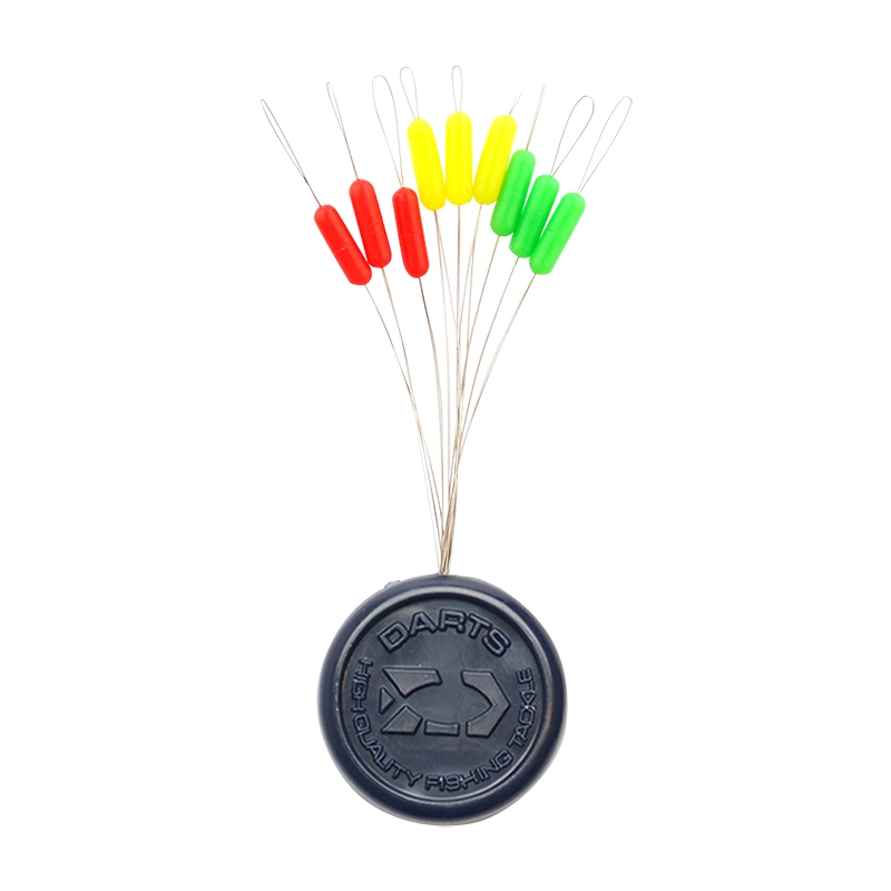Long narrow float stops for braided line and other thin fishing lines. The visible color makes it easy to see where the stop is located