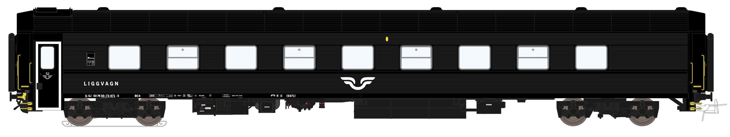 Liggvagn BC4 5471 SJ Svart
