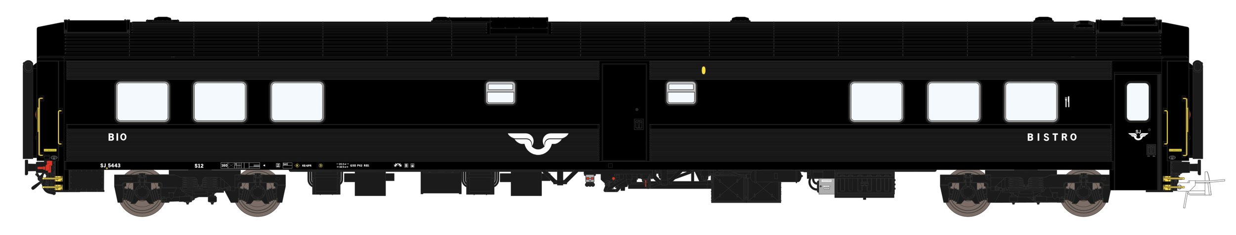 Bio/Bistro-vagn SJ S12 5444 Svart