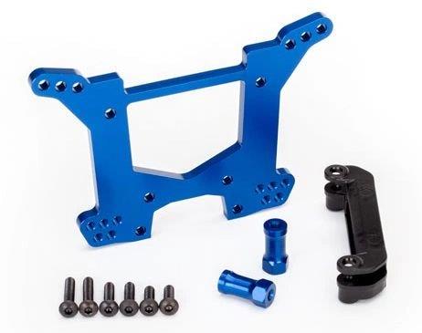 Traxxas Stötdämpartorn Bak Alu Blå Rustler/Hoss 4x4