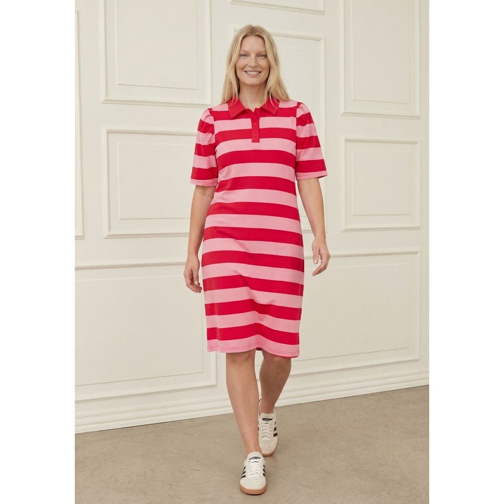Ditte New Dress - Raspberry/Pink Stripe - Isay