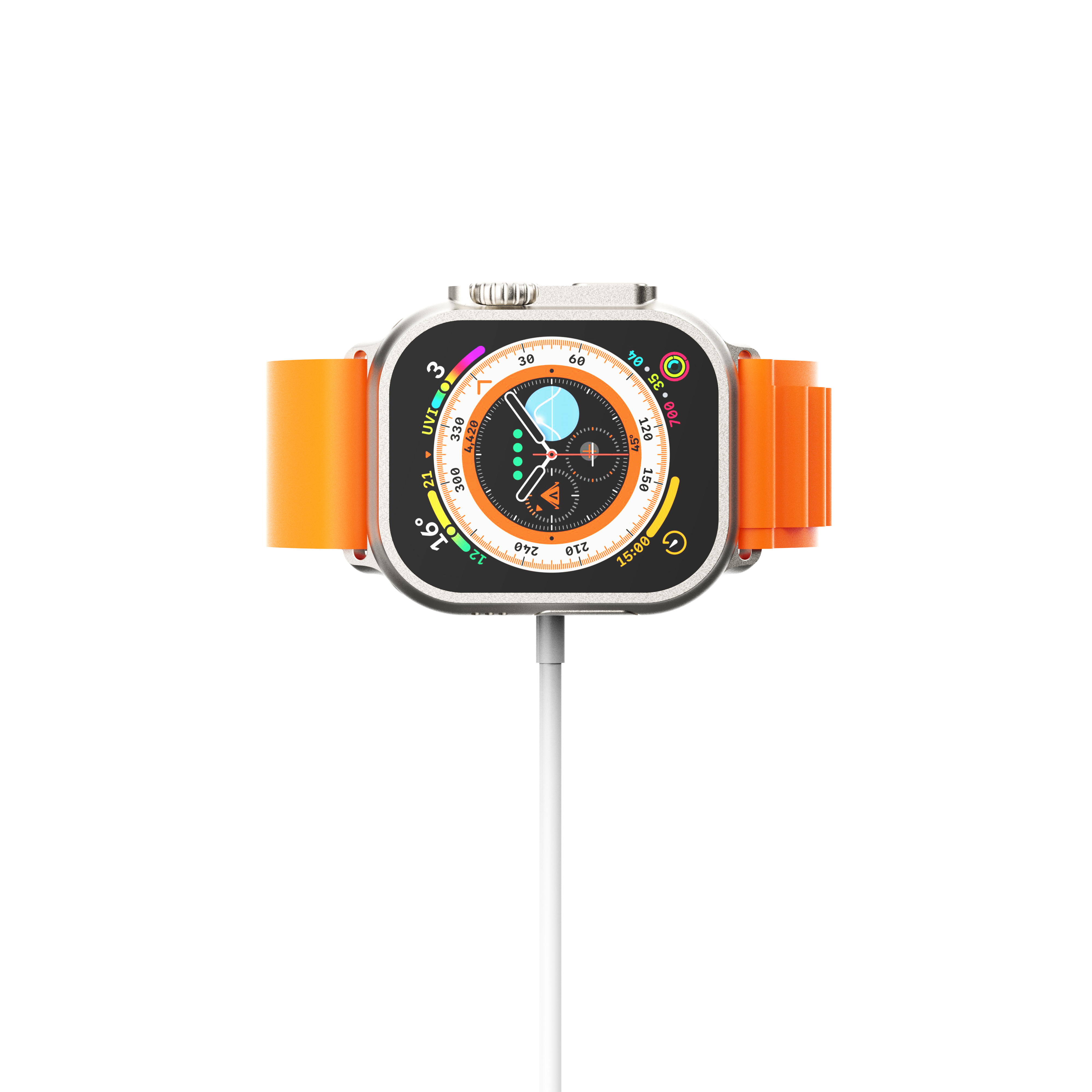 Deltaco, Apple Watch/Galaxy Watch trådlös laddare, 1 m fast USB-C-kabel, vit - 7