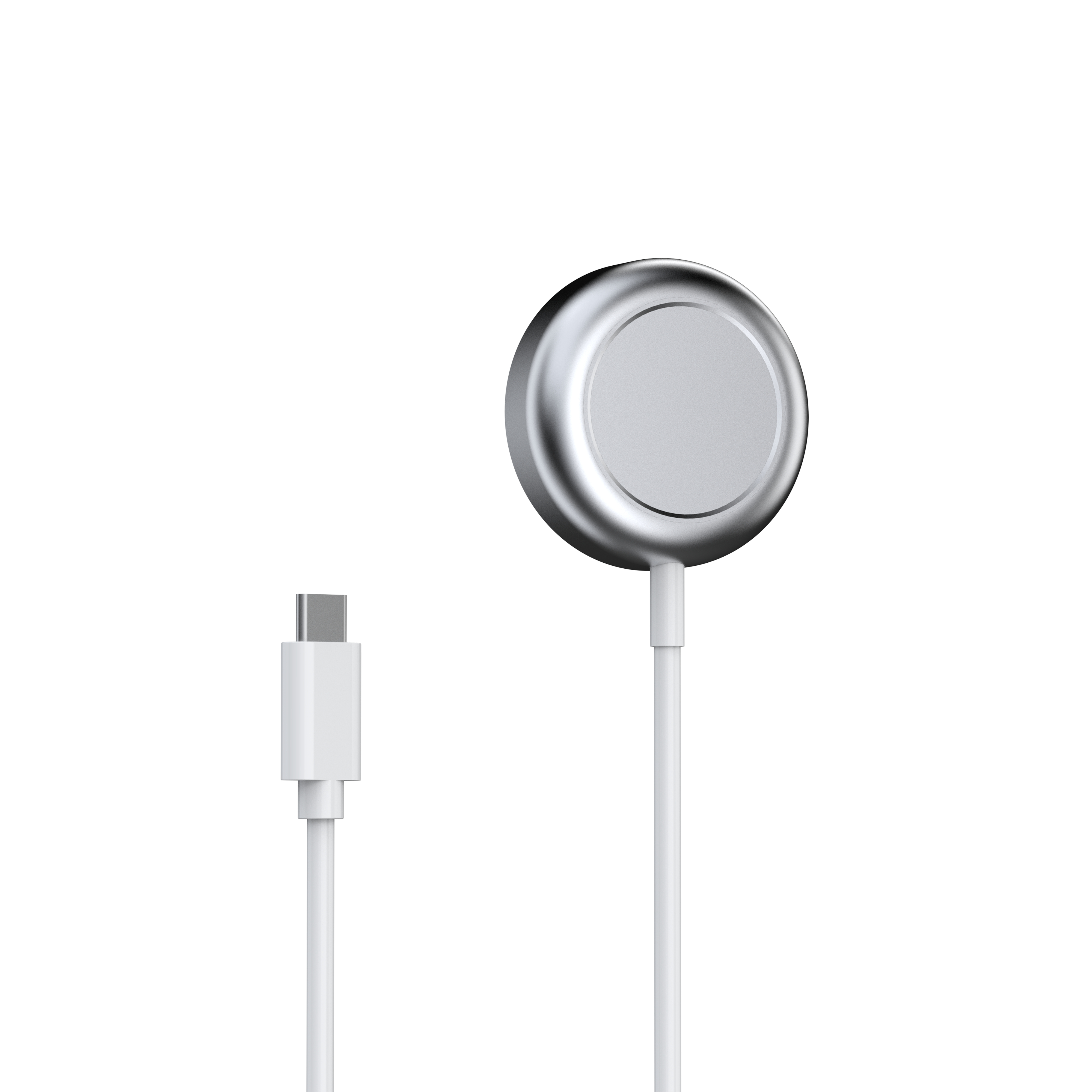 Deltaco, Apple Watch/Galaxy Watch trådlös laddare, 1 m fast USB-C-kabel, vit - 4
