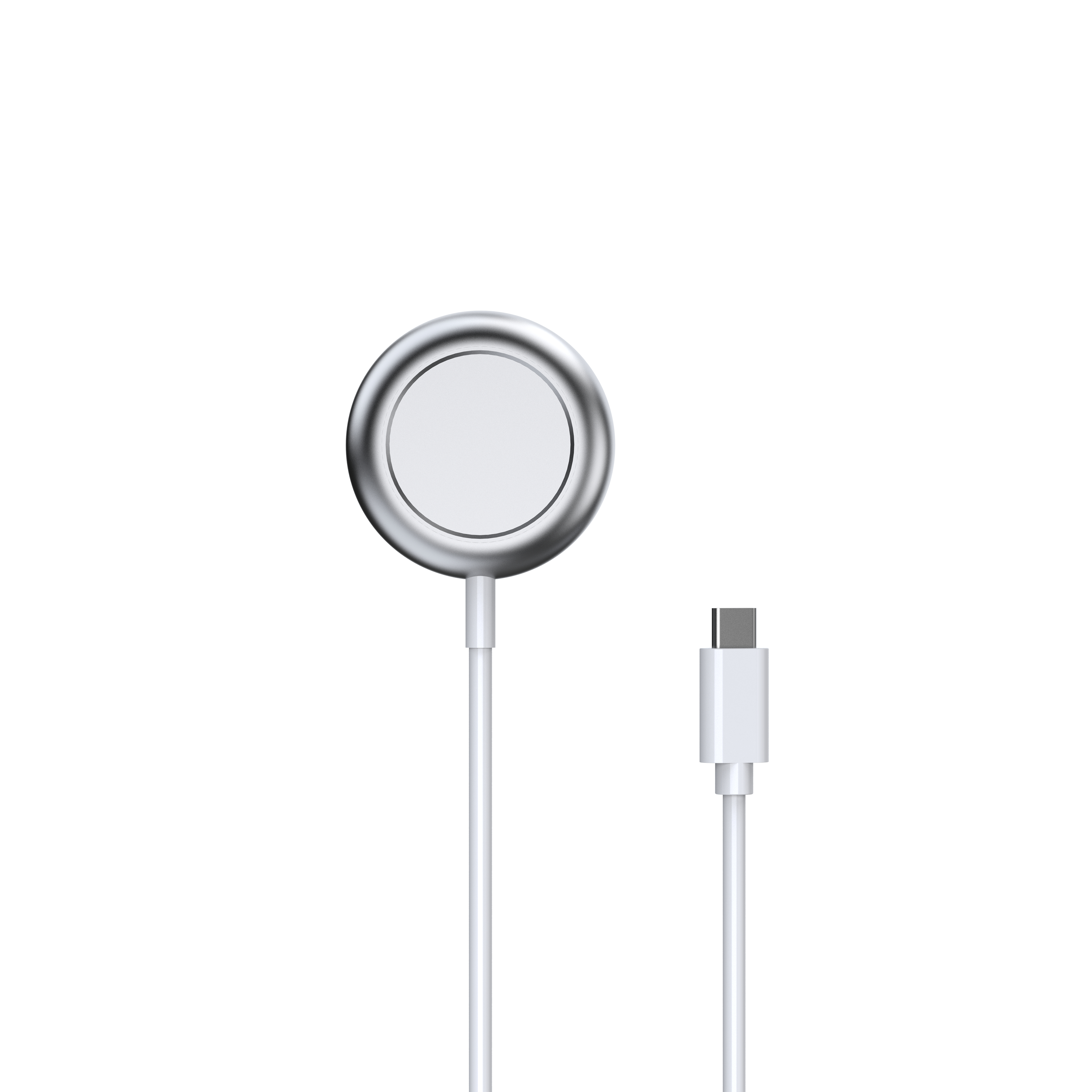 Deltaco, Apple Watch/Galaxy Watch trådlös laddare, 1 m fast USB-C-kabel, vit - 3