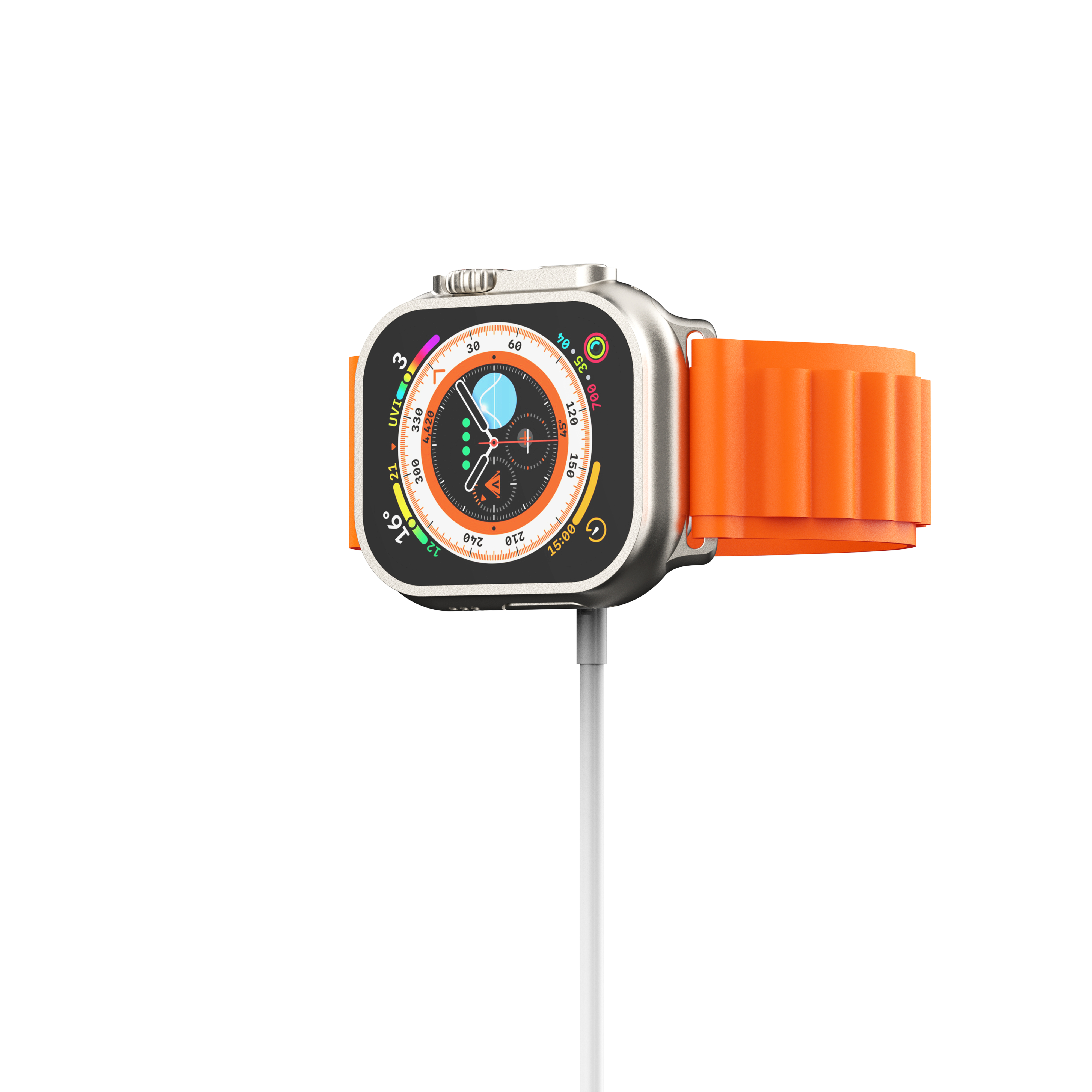 Deltaco, Apple Watch/Galaxy Watch trådlös laddare, 1 m fast USB-C-kabel, vit - 8