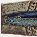 トーマス・ヘルストローム ブルー/ブラウンの魚の陶板  33cm 1960年代