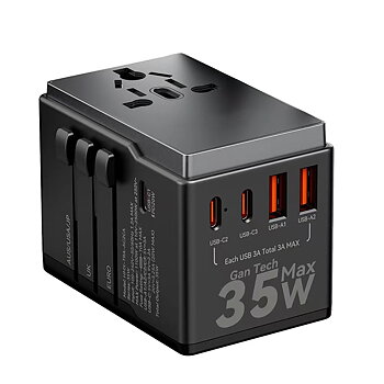 Dudao A35Pro Universal Travel Adapter 35Watt GaN 3xUSB-C + 2xUSB-A Black
