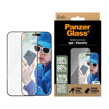 PanzerGlass Screen Protector Apple iPhone 16 Pro 6.3 | Ultra-Wide Fit