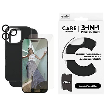 CARE by PanzerGlass Fashion 3-i-1 Beskyttelsescover Sort til iPhone 16 Pro