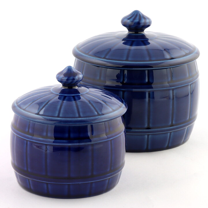 Hertha Bengtsson (1950s) Blue Jar with Relief Pattern 10 cm