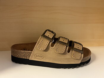 Scholls biosandal  "Bioprint Adapta"  Nubuckskinn färg: khaki-beige.