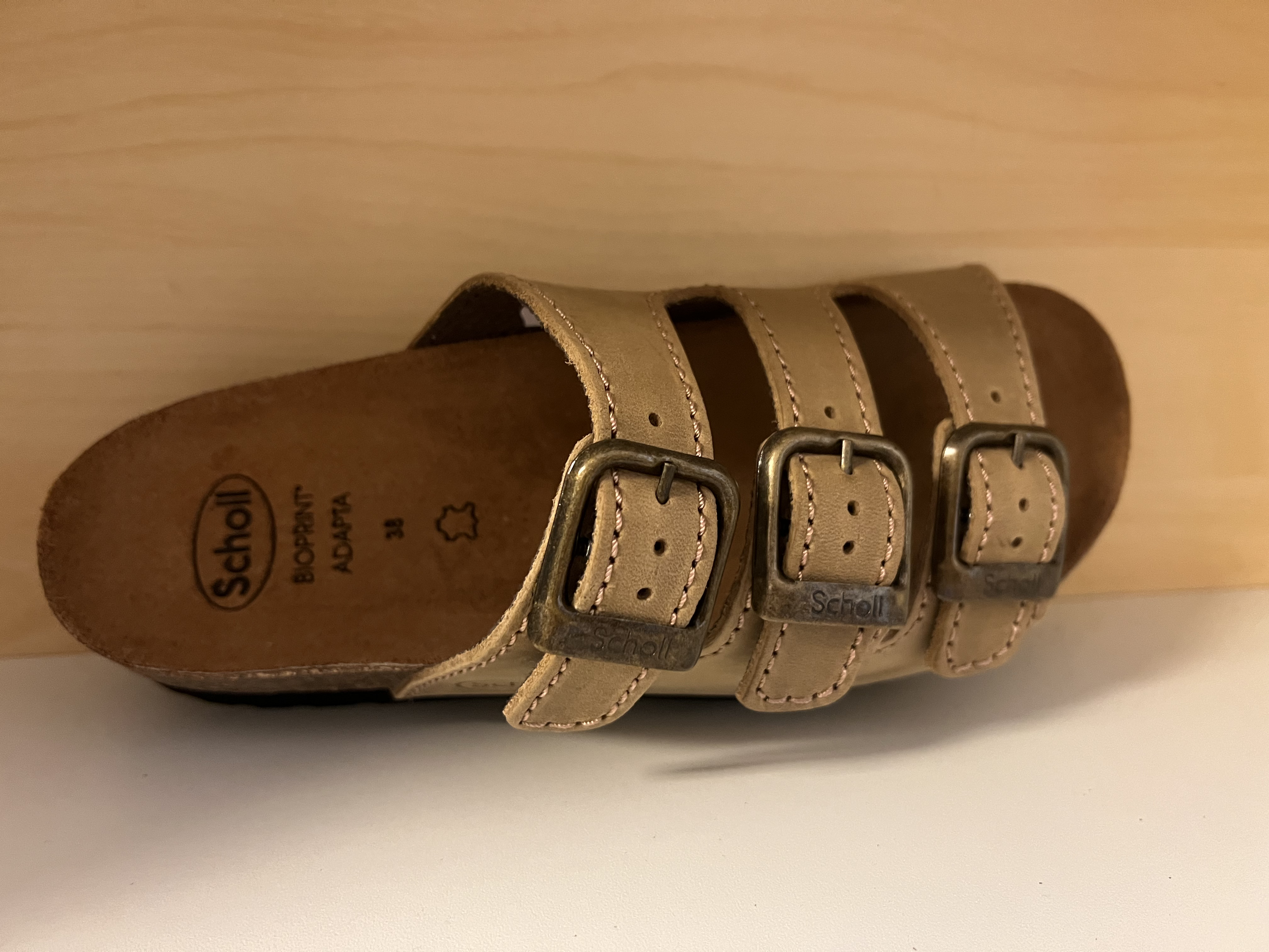 Scholls biosandal  "Bioprint Adapta"  Nubuckskinn färg: khaki-beige. - 2