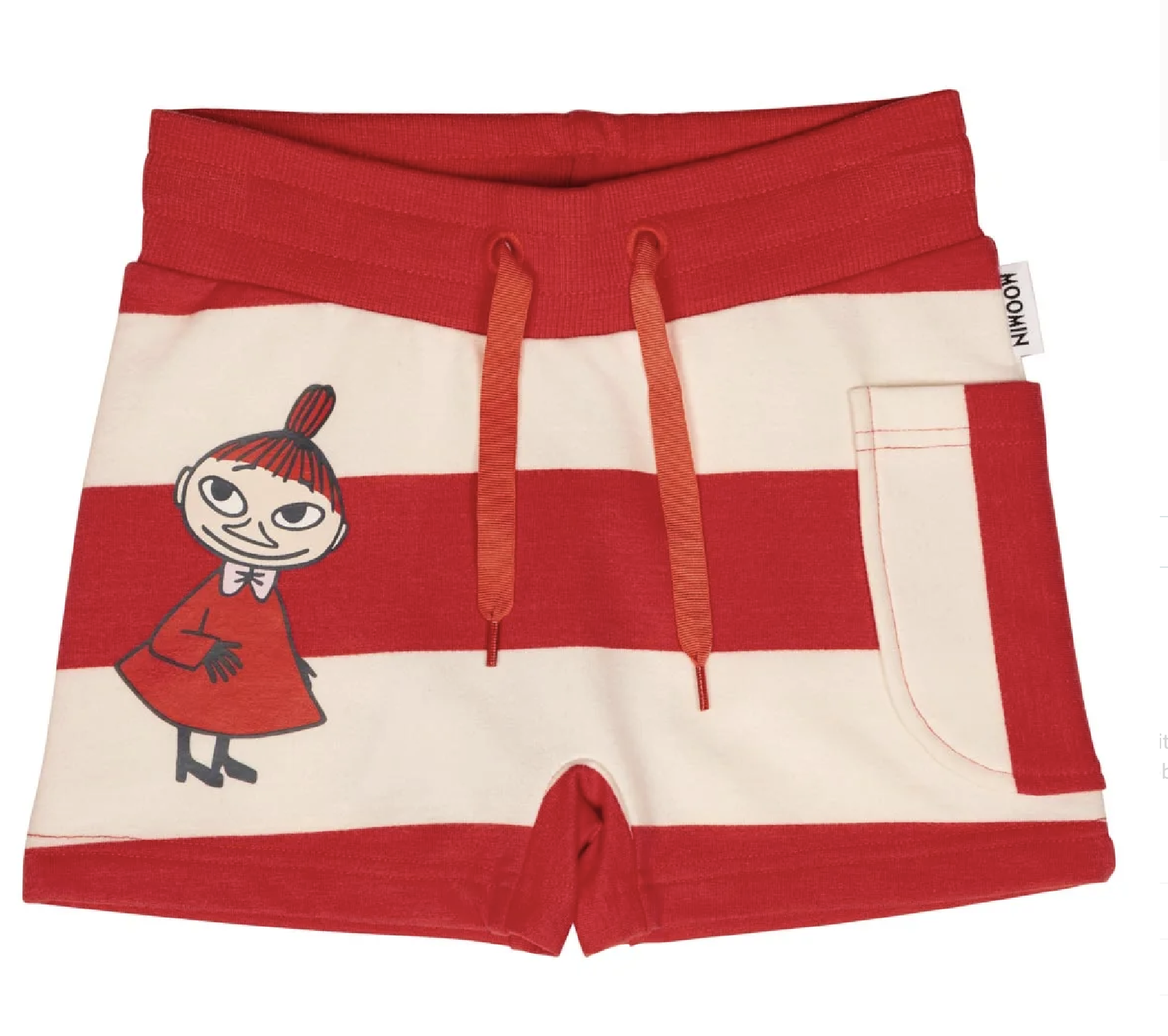 Mumin Barn Shorts - Snäckstrand Röd/Vit