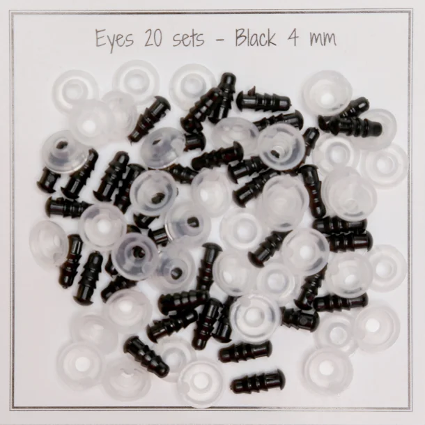 Svarta säkerhetsögon - 4 mm - 20 par