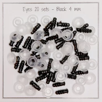 Svarta säkerhetsögon - 4 mm - 20 par