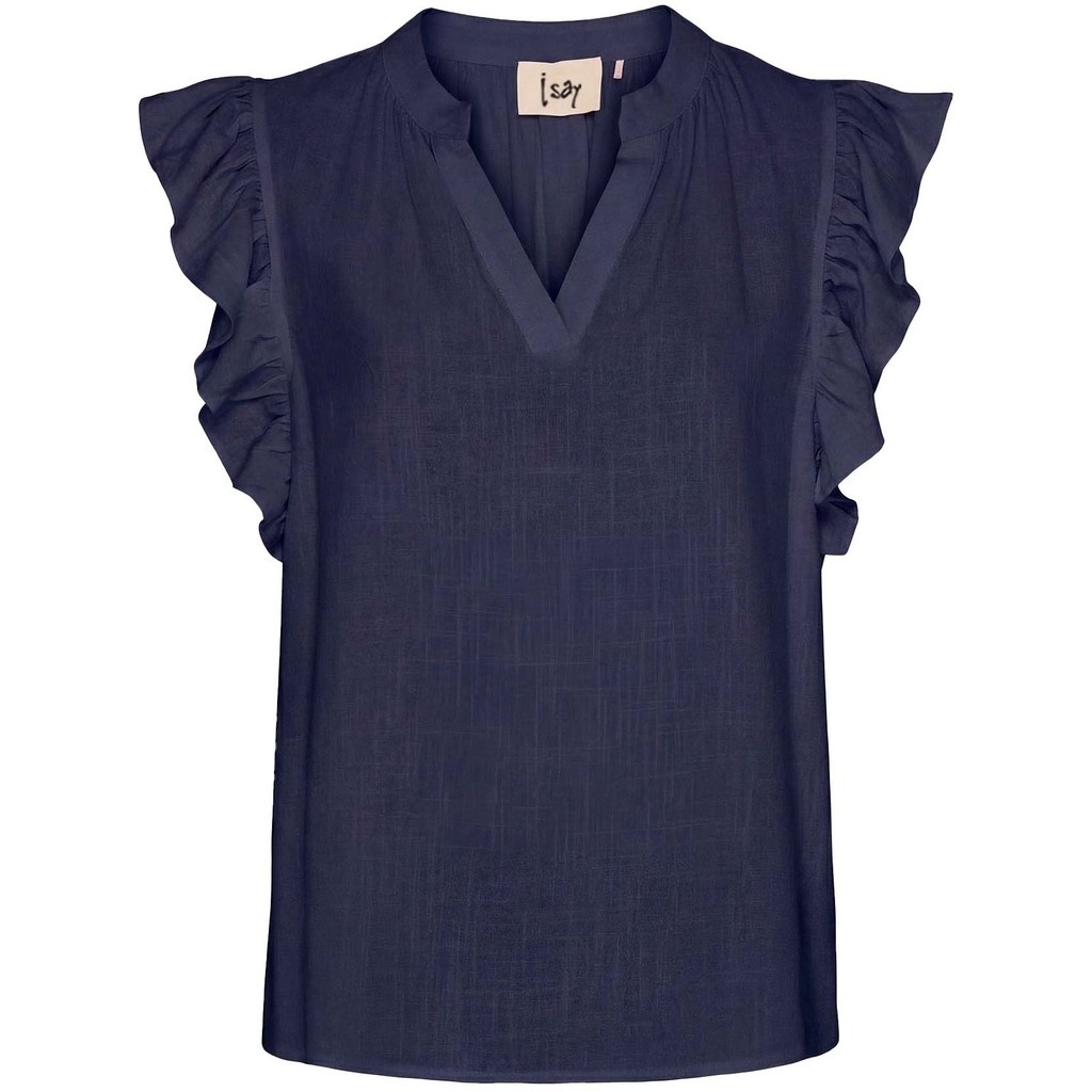 Pearl Flounce Top - Navy - Isay - 5
