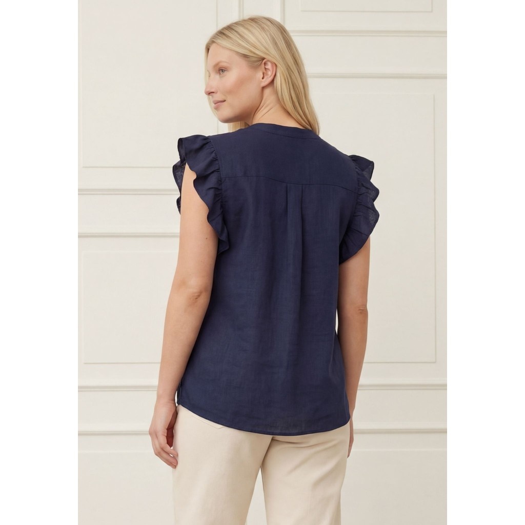 Pearl Flounce Top - Navy - Isay