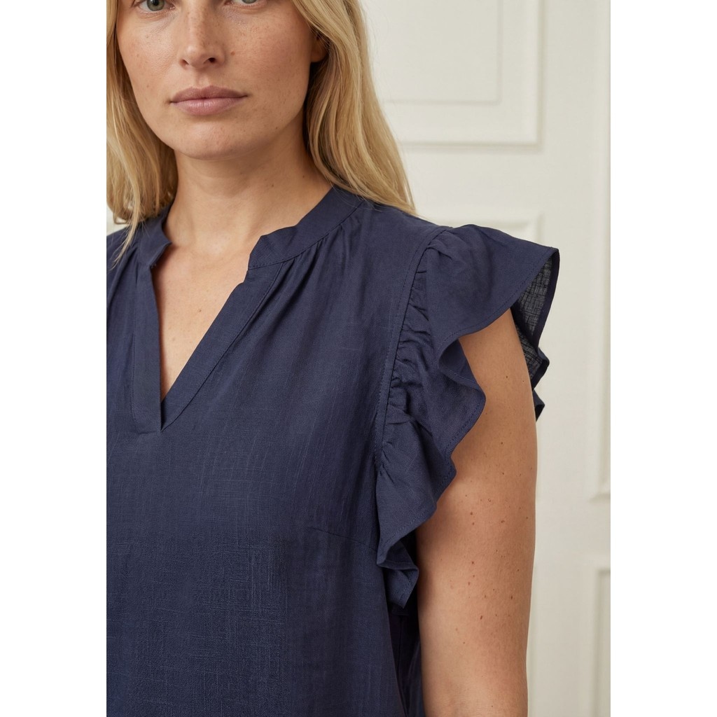Pearl Flounce Top - Navy - Isay - 4