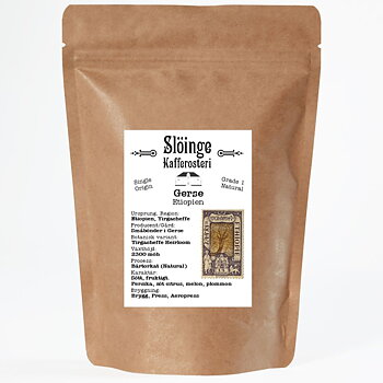 Slöinge kafferosteri - Gerse Natural - Etiopien - Ljusrostade hela kaffebönor  - 250g