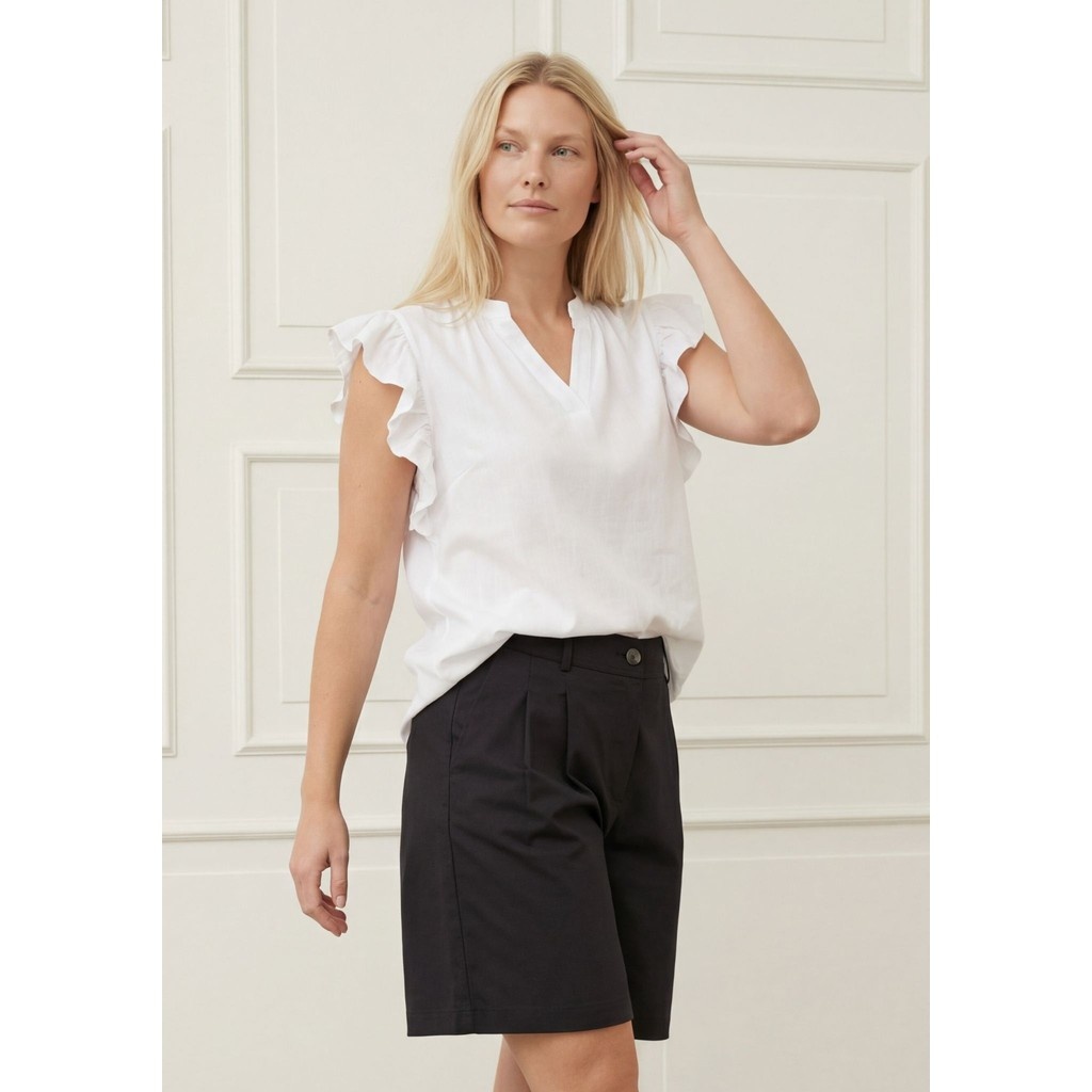 Pearl Flounce Top - White - Isay
