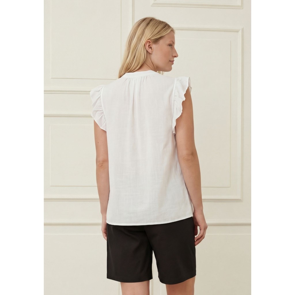 Pearl Flounce Top - White - Isay - 3