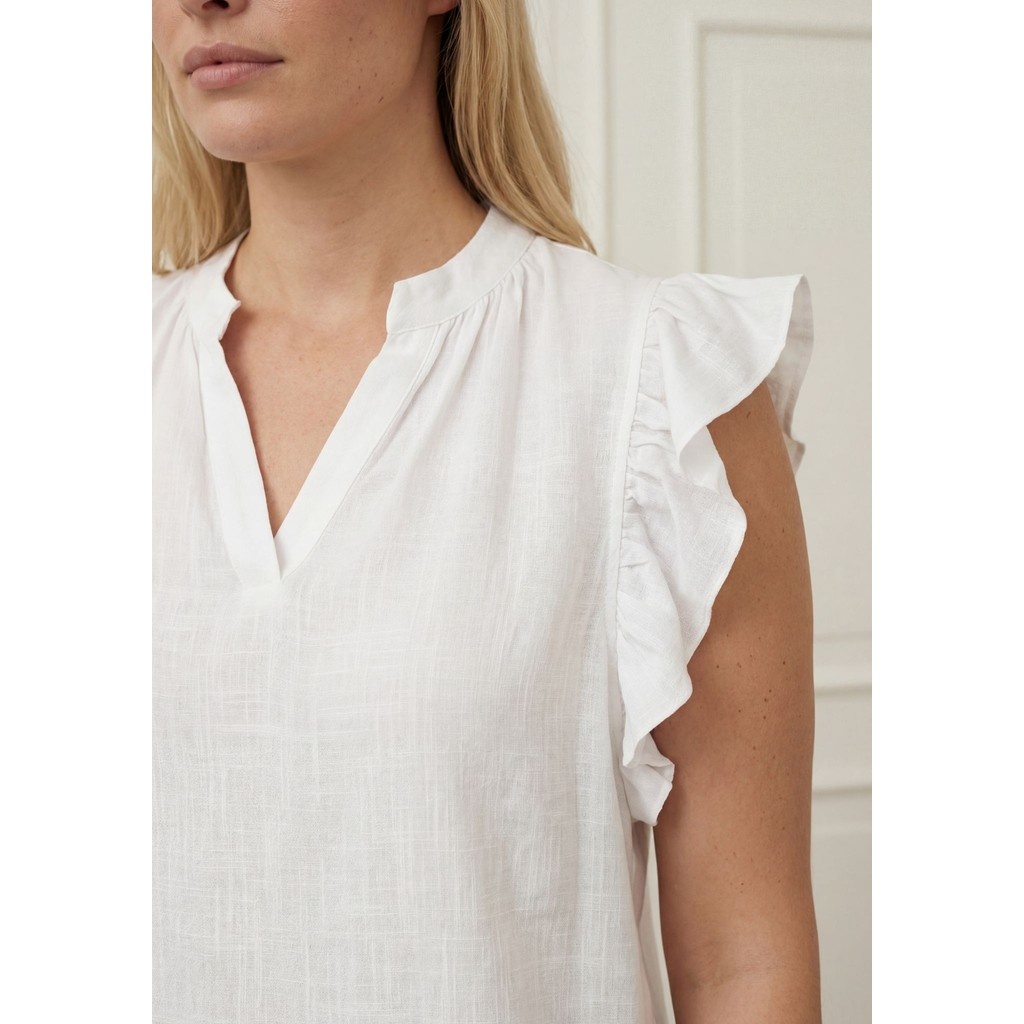 Pearl Flounce Top - White - Isay