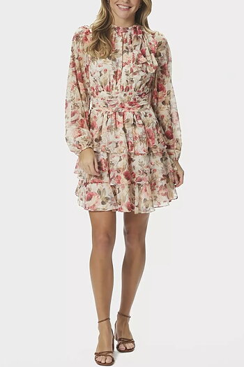 Neo Noir -  Mio Vintage Flower Dress Creme