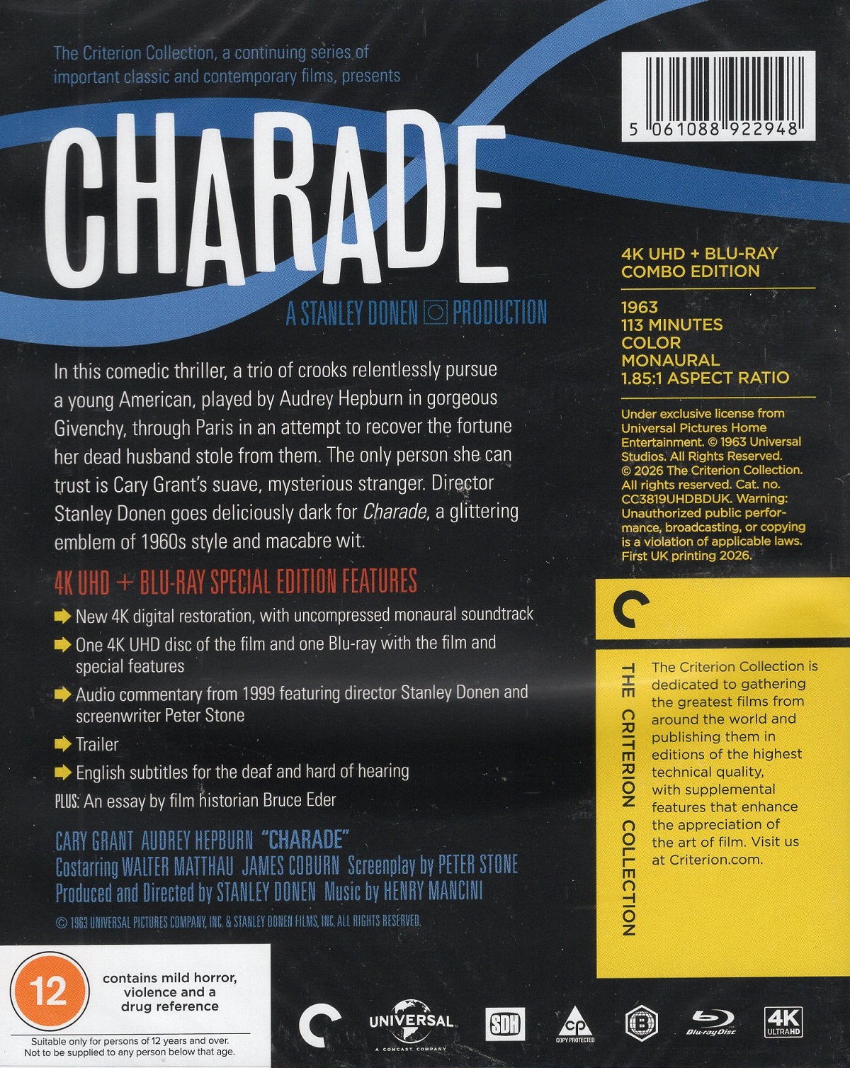 Charade (Criterion Collection) (ej svensk text) (4K Ultra HD + Blu-ray) - 2