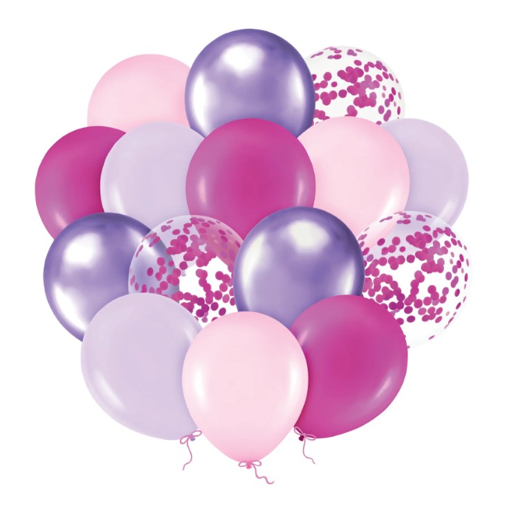 Ballongbukett - Rosa & Lila (15-pack)