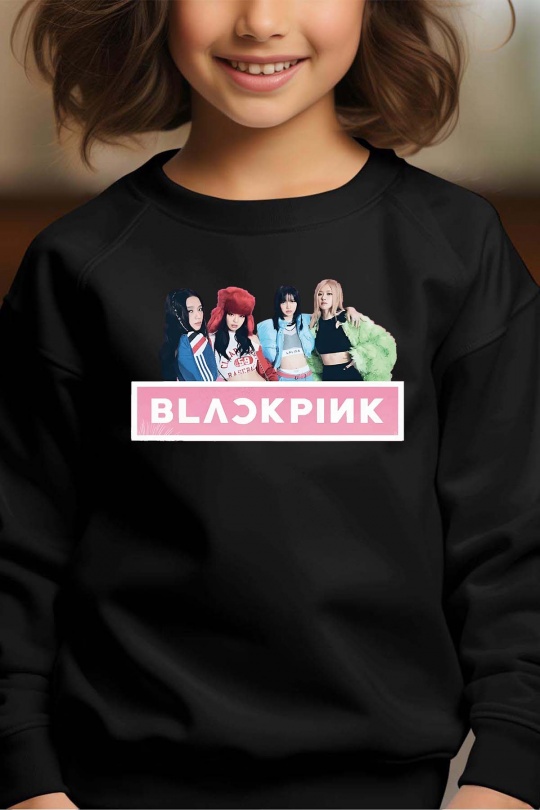 BlackPink Kpop Lasten Collegepaita - Band Photo - Musta - Unisex
