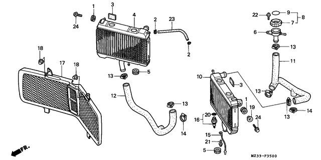 Kylarslangar sats Honda GL1500 Goldwing  (19501-MN5-000/19502-MN5-000)  - 4