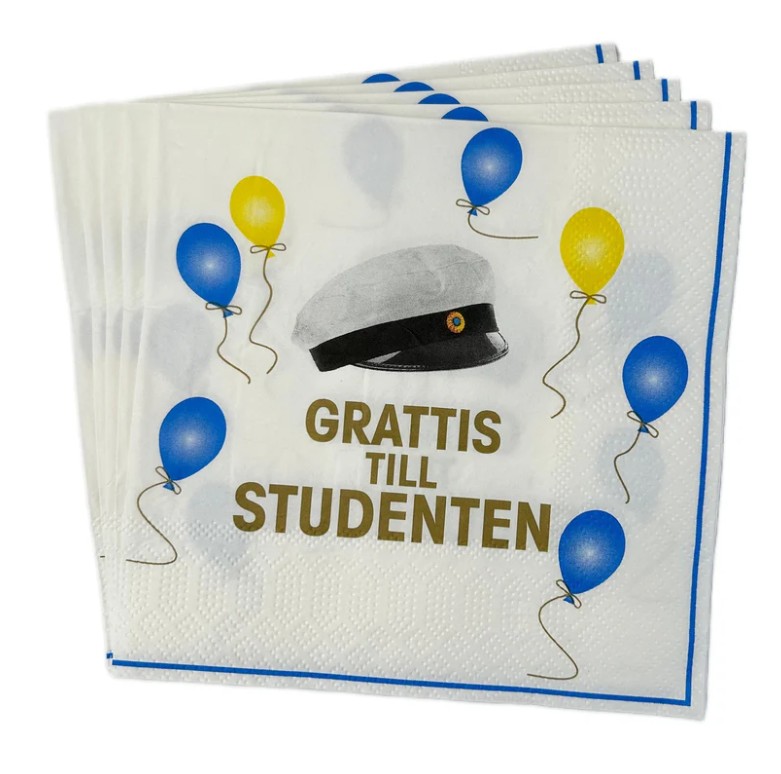 Kaffeservetter "Grattis till studenten" - ballong-motiv