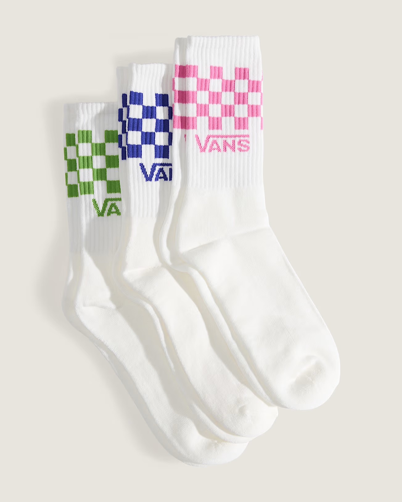 Vans Classic Check Crew Strumpor 3-Pack Pink Fizz