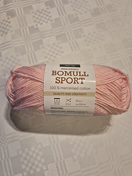 Bomull sport, 323 Ljus rosa, print, 50gr, Gjestal Garn