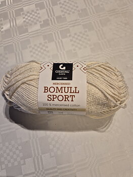 Bomull sport, 300 Natur, 50gr, Gjestal Garn