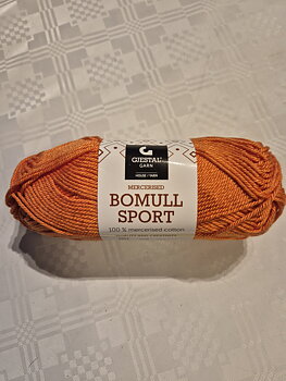Bomull sport, 337 Orange, print, 50gr, Gjestal Garn