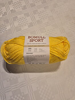 Bomull sport, 357 gul, print, 50gr, Gjestal Garn