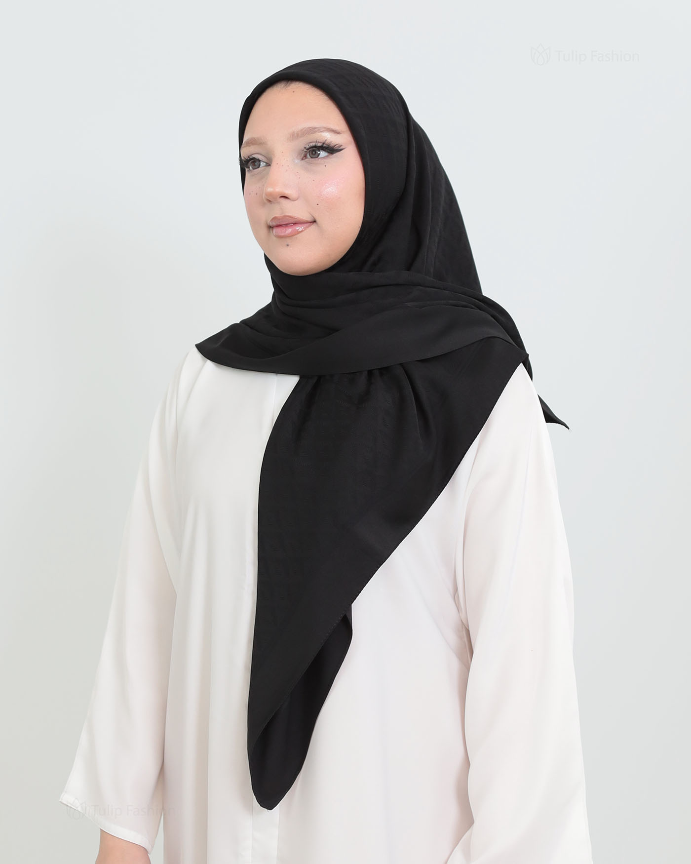 Hijab - Square Viskon 120 cm - Black - 2