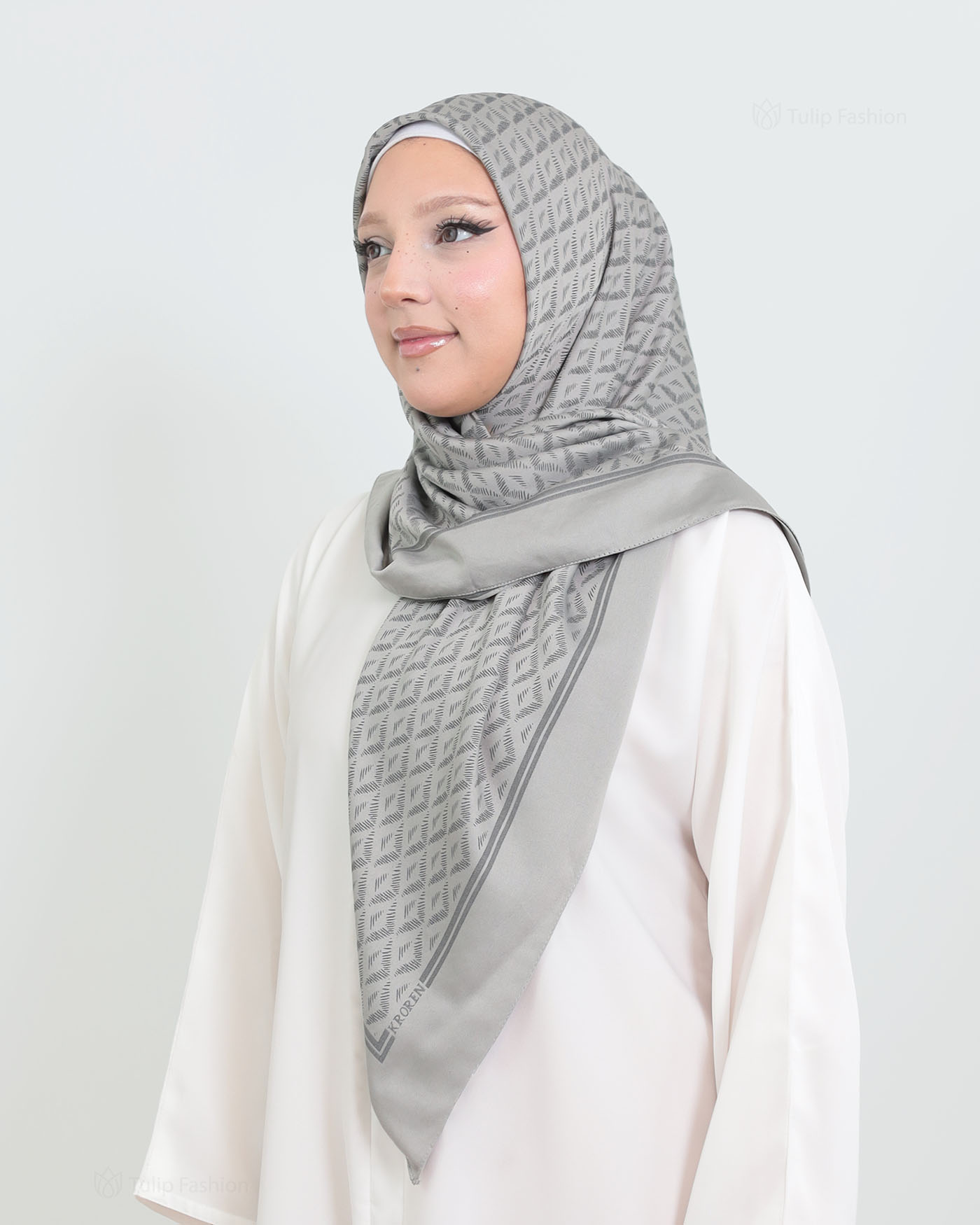 Hijab - Square Viskon 120 cm - Gray - 2