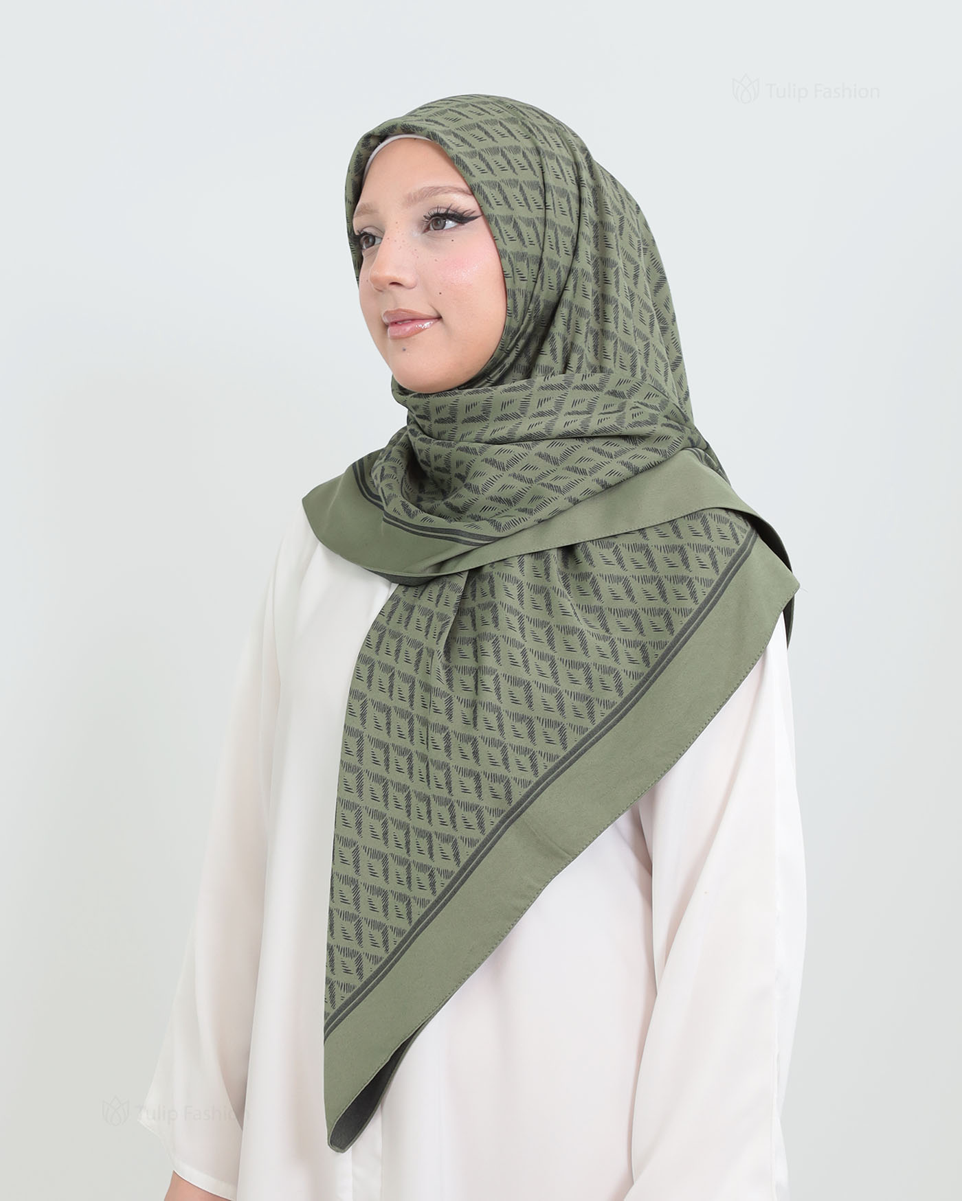 Hijab - Square Viskon 120 cm - Green - 2