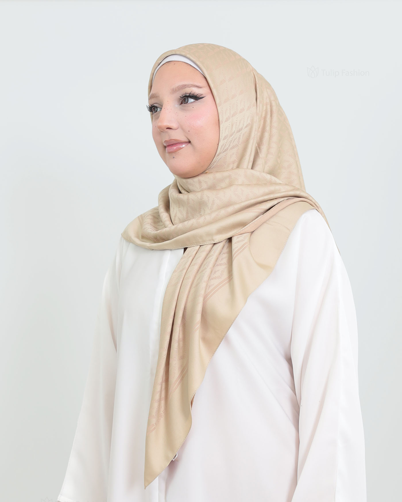 Hijab - Square Viskon 120 cm - Beige - 2