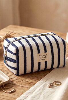 Cosmetic bag navy/white