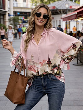 Blouse landscape pink