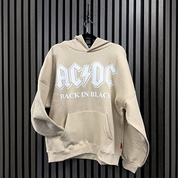 AC/DC Dam Premium Oversize Hoodie: Back In Black (Naturfärgad)