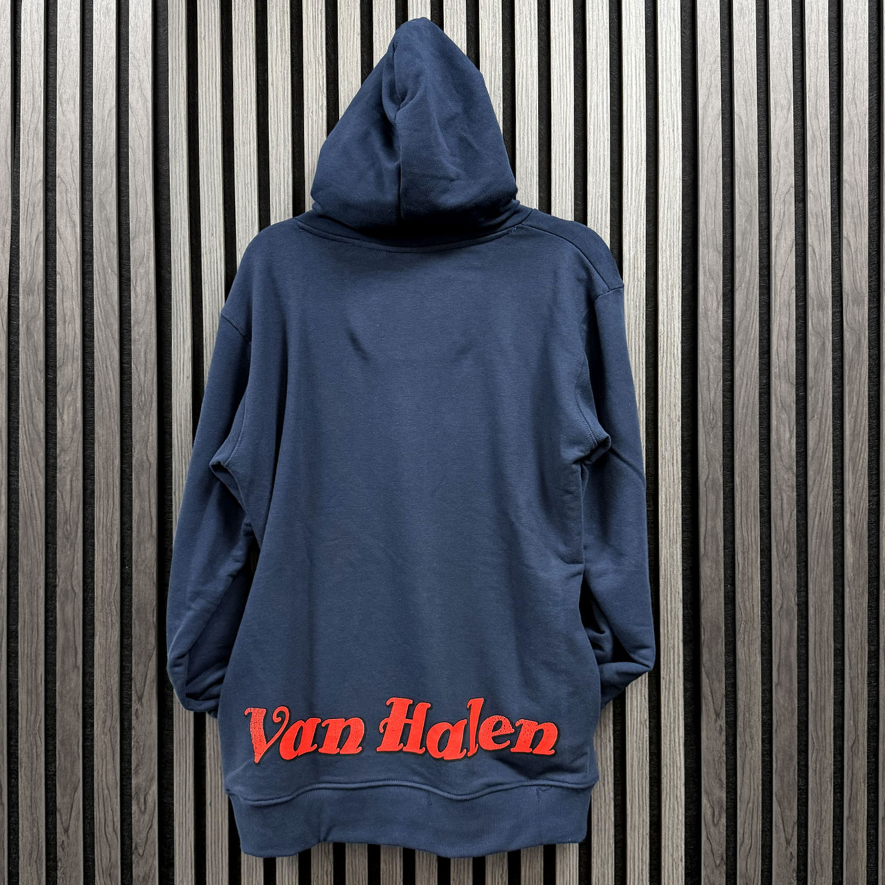 Van Halen Unisex Premium Hoodie: Pinup Motorcycle (Marineblå) (Tryk På Ryggen) - 3