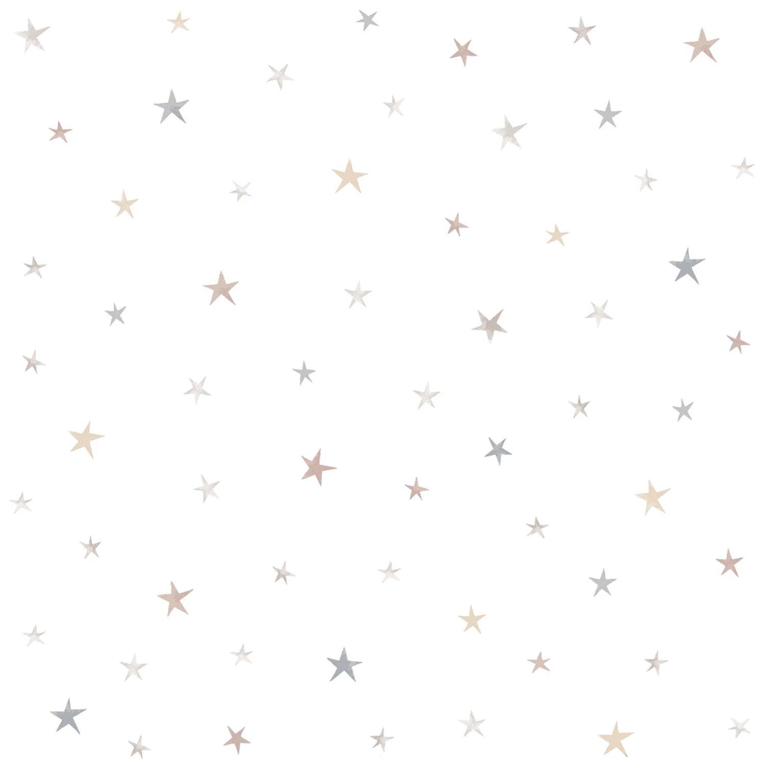 Tyg: Stjärnor - White/Multi Tossed Stars