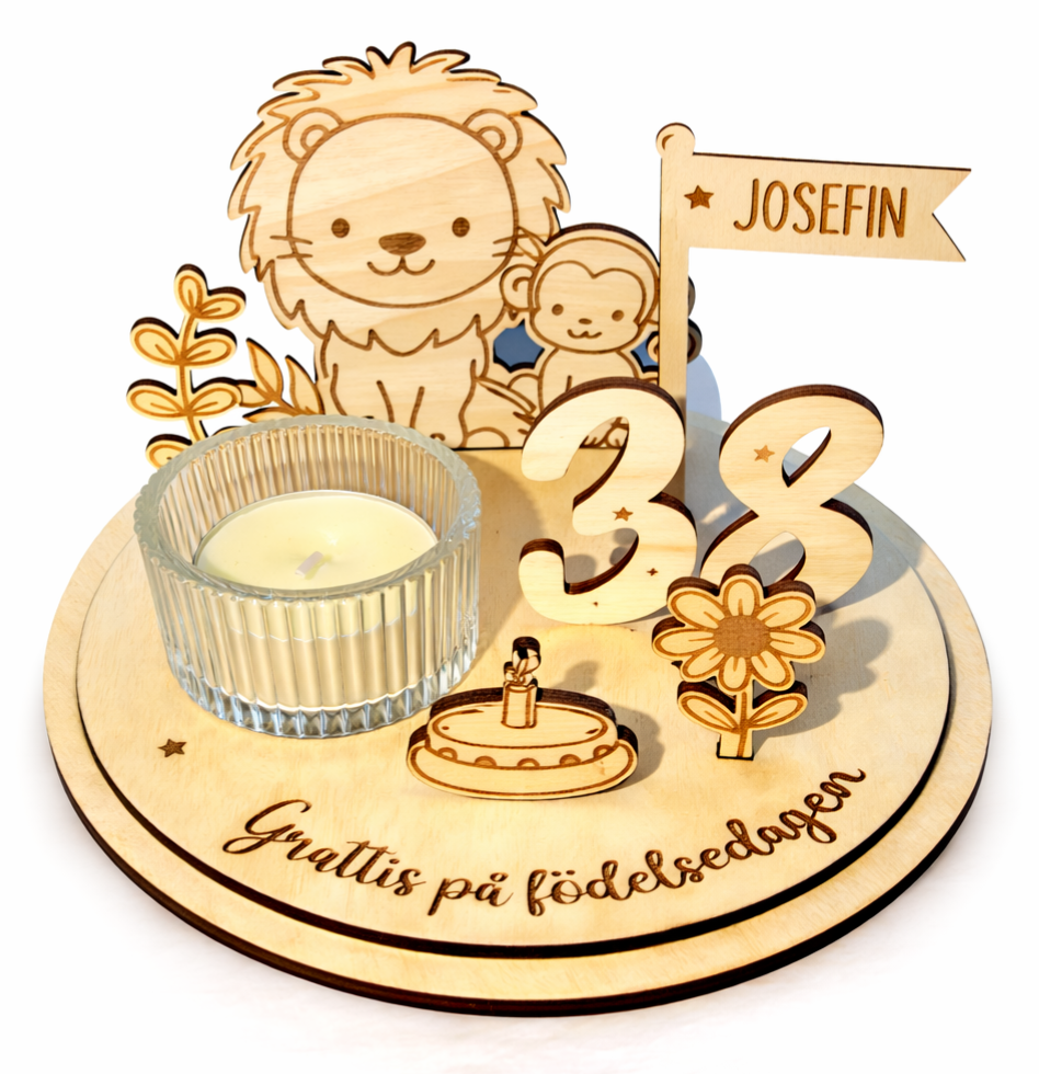 Födelesedagsvärld SAFARI -Grattis på födelsedagen "Lejon"