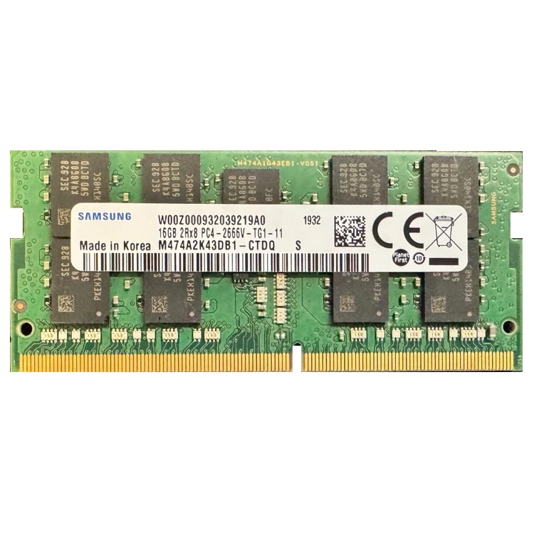 Begagnat 16GB DDR4 (1x16GB) Samsung SODIMM ECC 2Rx8 PC4-2666V 2666MHz RAM Minne M474A2K43DB1-CTDQ