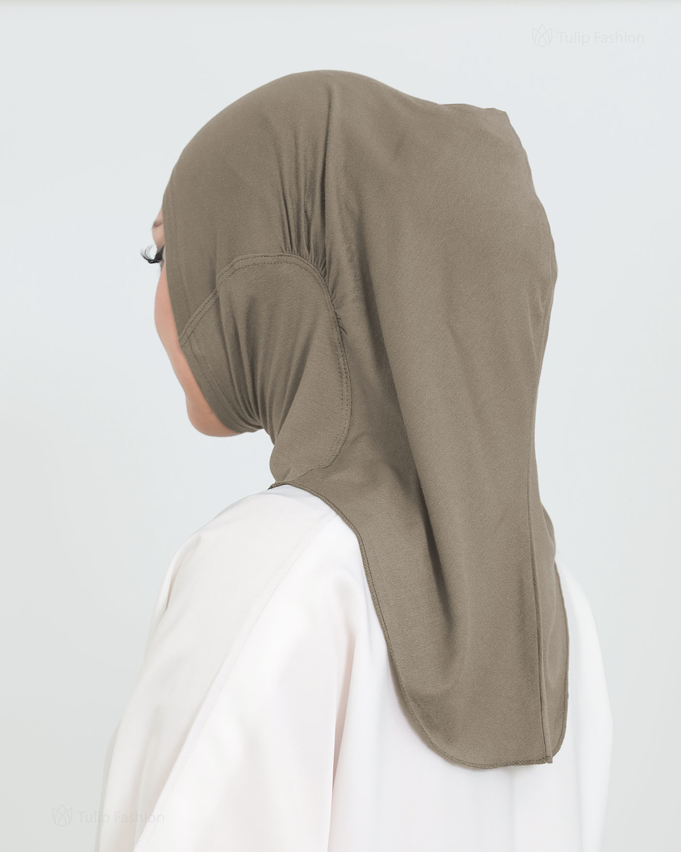 Sport Hijab - Stretch Jersey - Brown - 2